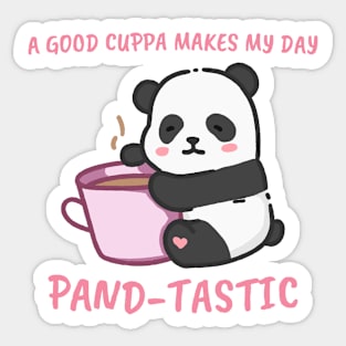 Panda bear hugging a cup of coffee Sticker